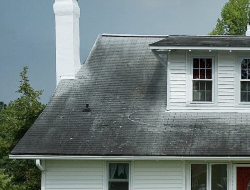 Roof with black streaks